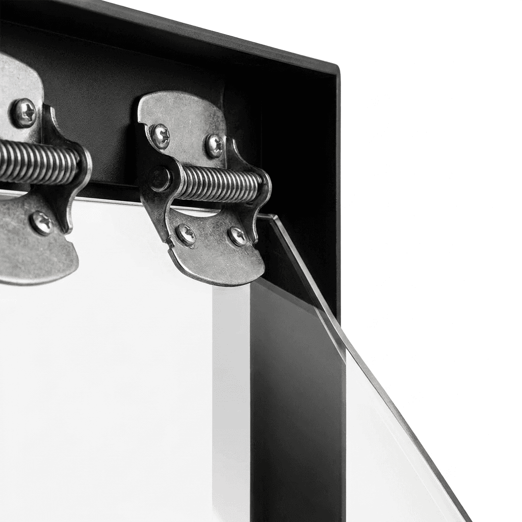 One-way door — detail of flap and frame
